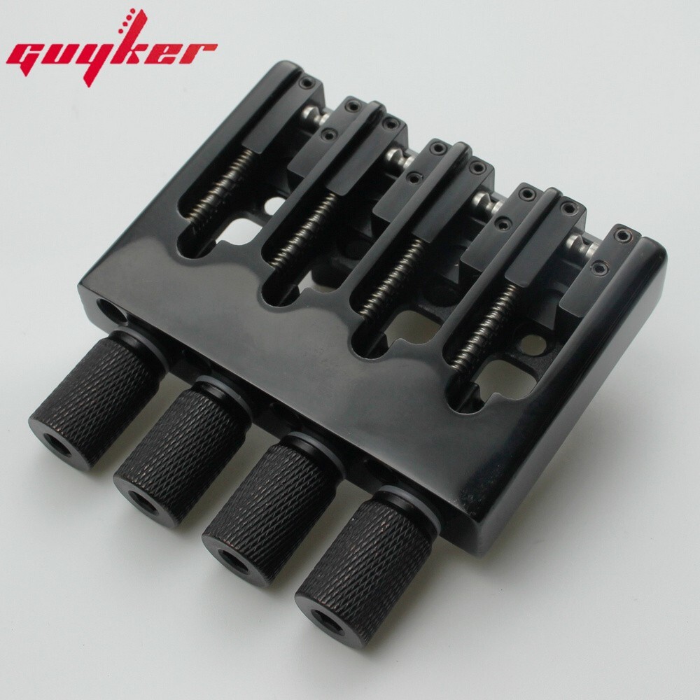4 String Slightly Adjustable String Spacing Headless Bass Bridge Black Base CNC