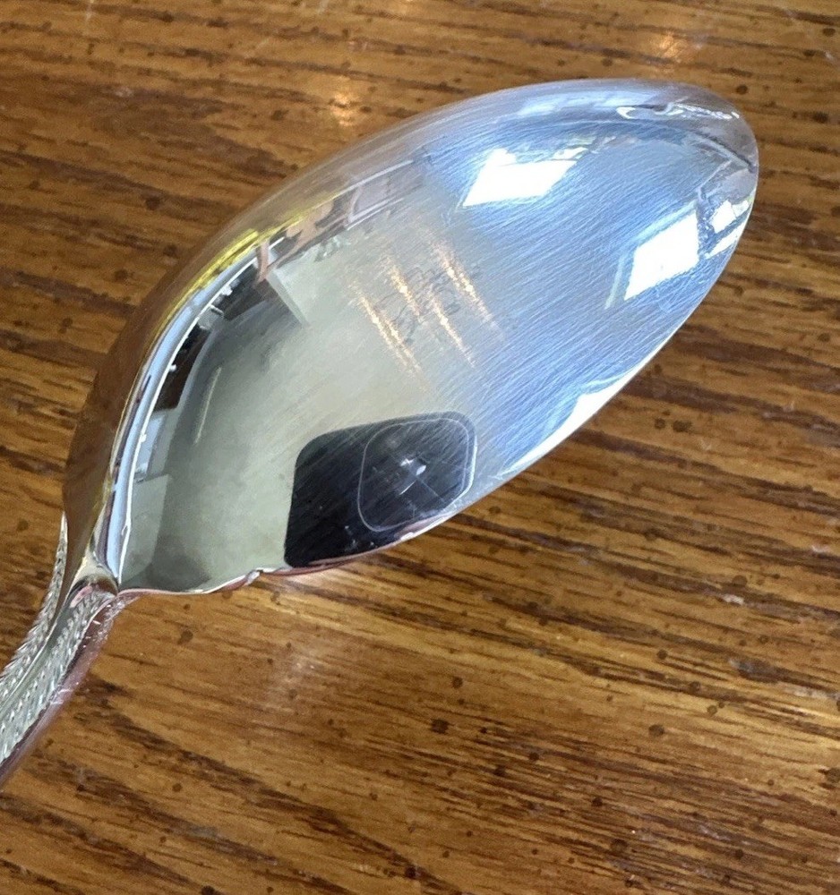 WALLACE Wickham Deep Silverplate Serving Spoon Flatware Fan Bead 8.5”