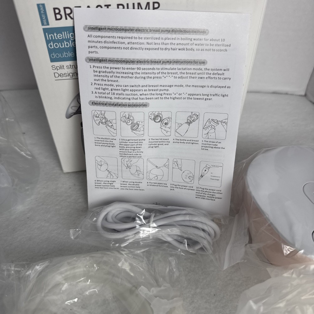 Hello Mom Microcomputer Double Electric Breast Pump Pink Open Box New