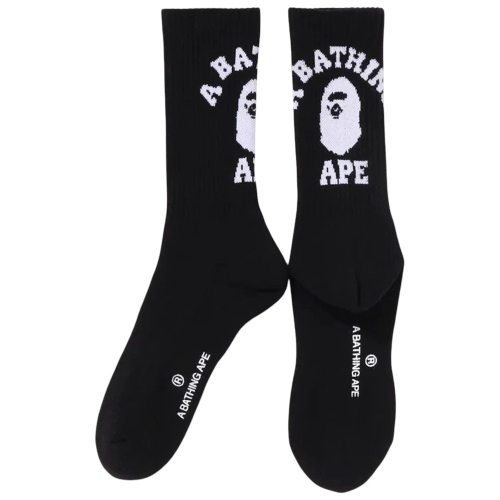 BAPE Ape Head Crew Socks Black White | A Bathing Ape