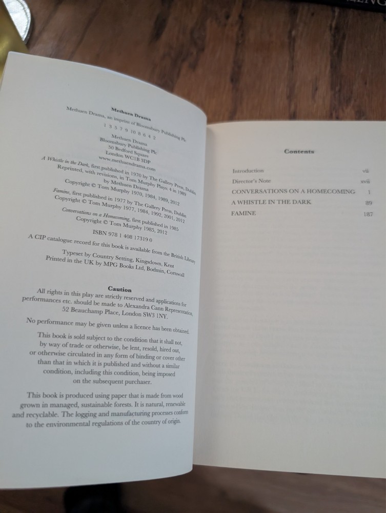 Druid Murphy Plays By Tom Murphy Hampstead Theatre Programme