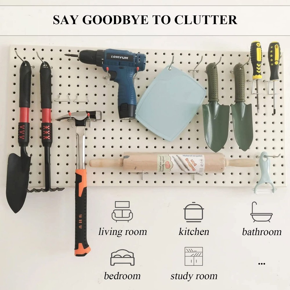 20 Pack 6 Inch L Shape Galvanized Metal Pegboard Hooks with 50 Rubber Tips