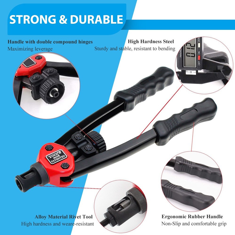 1510pc Rivet Nut Gun Kit Rivnut Setting Tools Nut Setter Tool Hand Blind Riveter