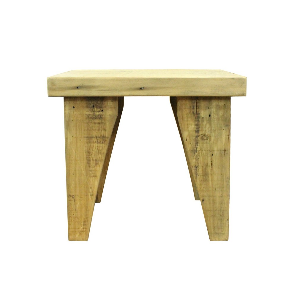 Raw Wood Rustic Handmade Finish Rectangular Wood Stool Table cs5603