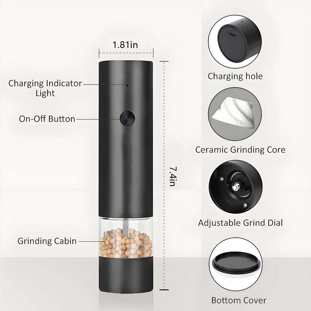 Pepper Grinder,Pepper Mill Grinder,Adjustable Coarseness,Efficient And Conven...