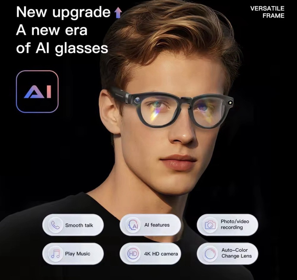 Smart Glasses 4K Camera Bluetooth AI Voice Assistant Android iOS