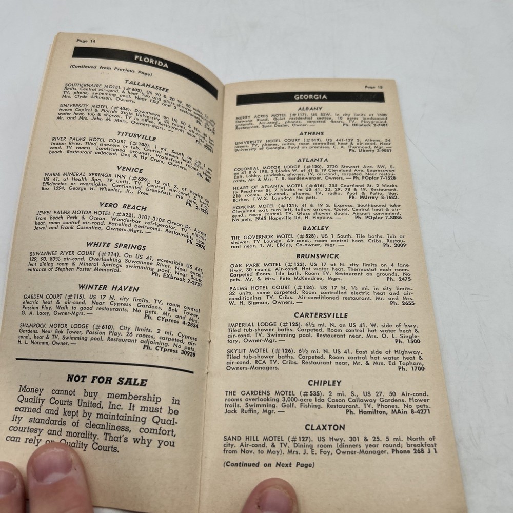 Vintage 1958 Quality Courts Directory