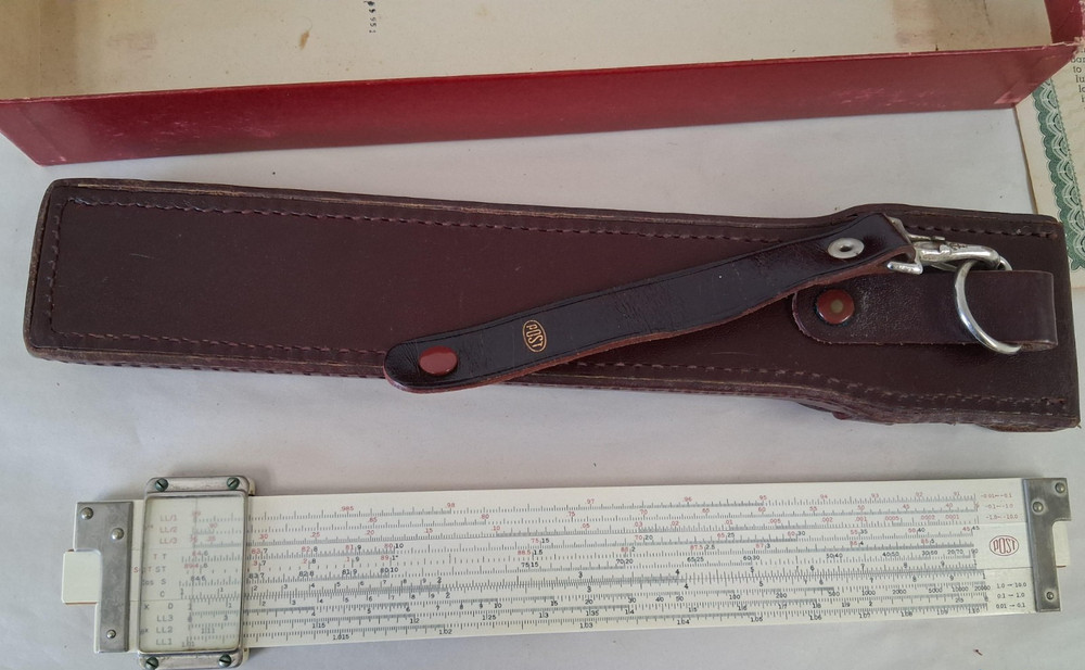 VTG Post Versalog Hemmi 1460 Slide Rule w/ Leather Case, Box & Instructions