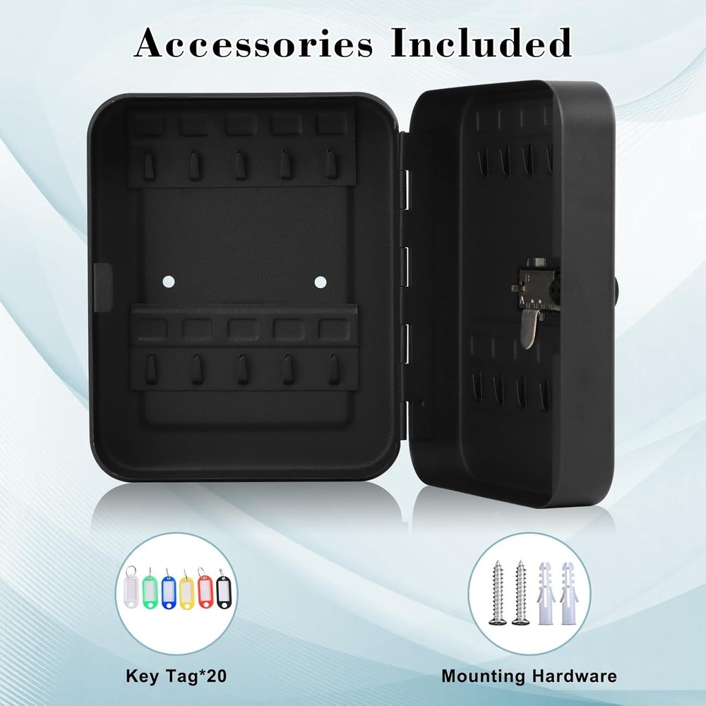 Elegant 20-Key Organizer Lock Box with Secure Combination Lock, Wall Mounted
