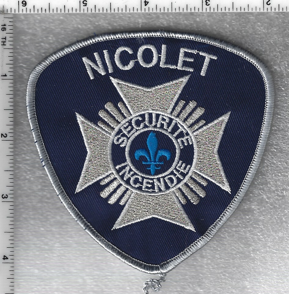 Nicolet Securite Incendie Fire Dept (Quebec, Canada) Uniform Take-Off Patch