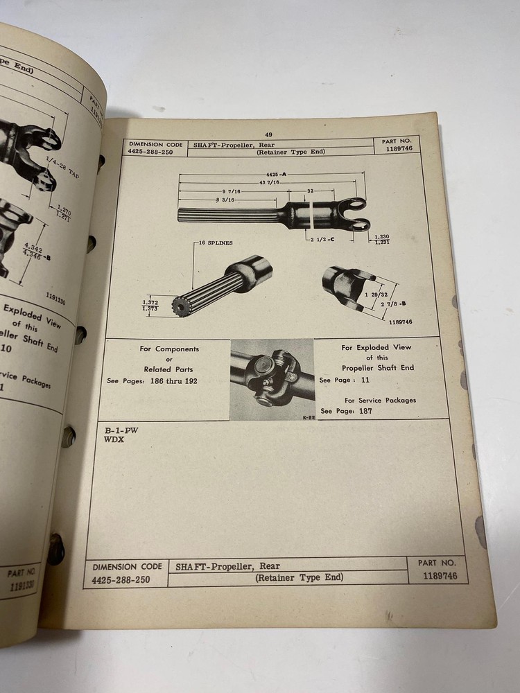 1948 Mopar Dodge W B-1 Propeller Shaft Universal Joint Catalog