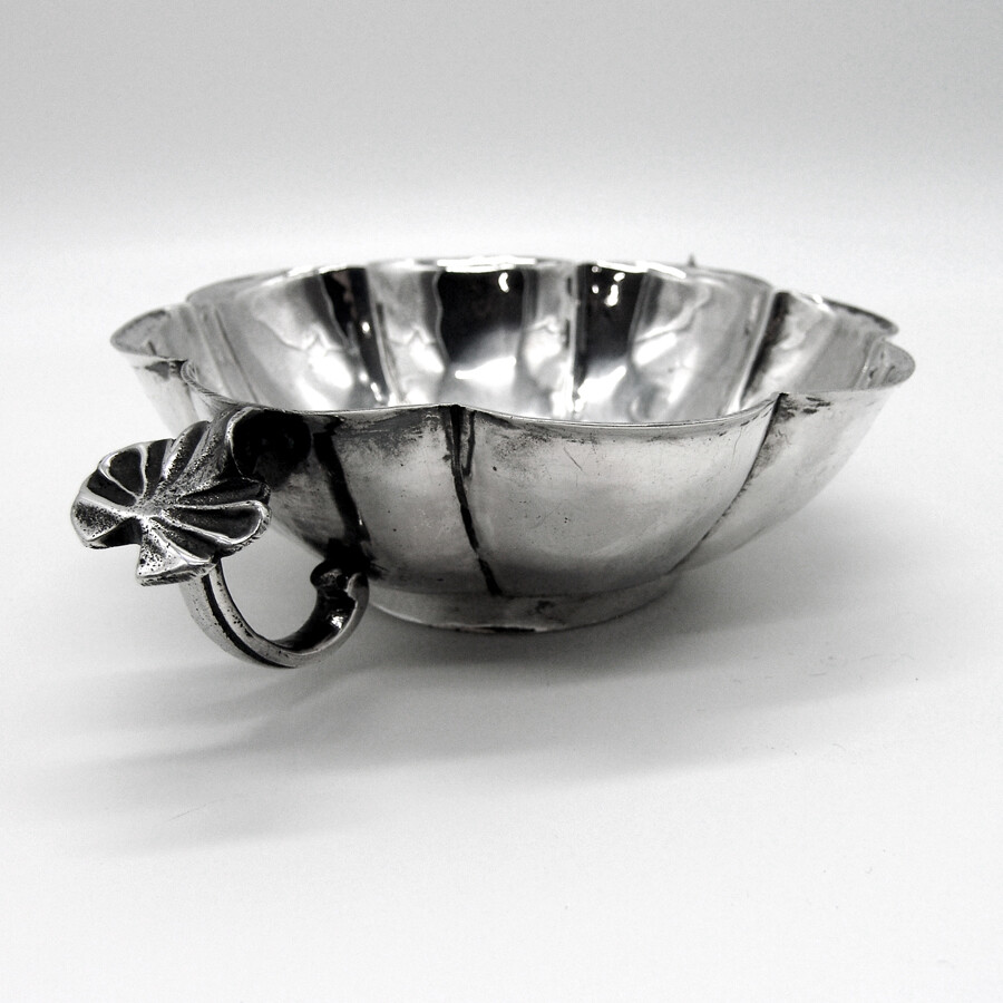 Spanish Colonial Silver Two Handled Bowl Flower Form
