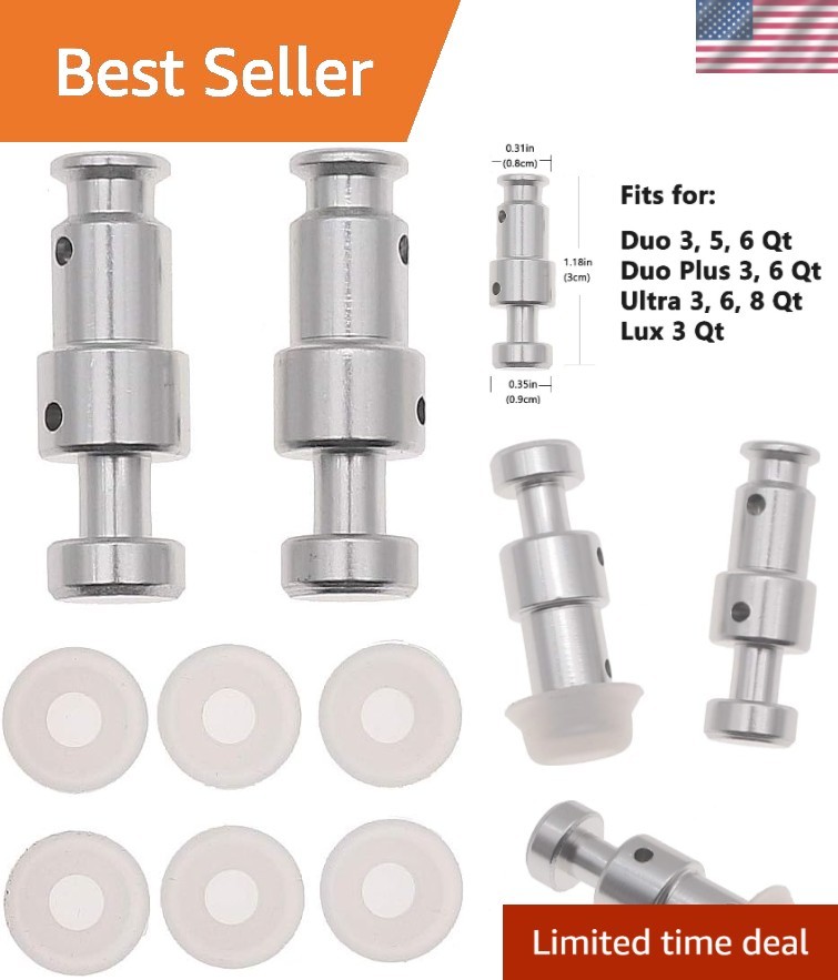 Float Valve Replacement for Instant Pot 3, 5, 6 Qt - Includes 6 Gaskets