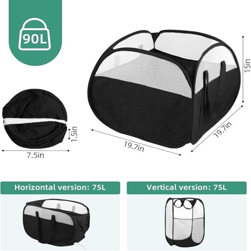 Collapsible Laundry Baskets, Tear Proof Pop Up Laundry Hamper with Square Black