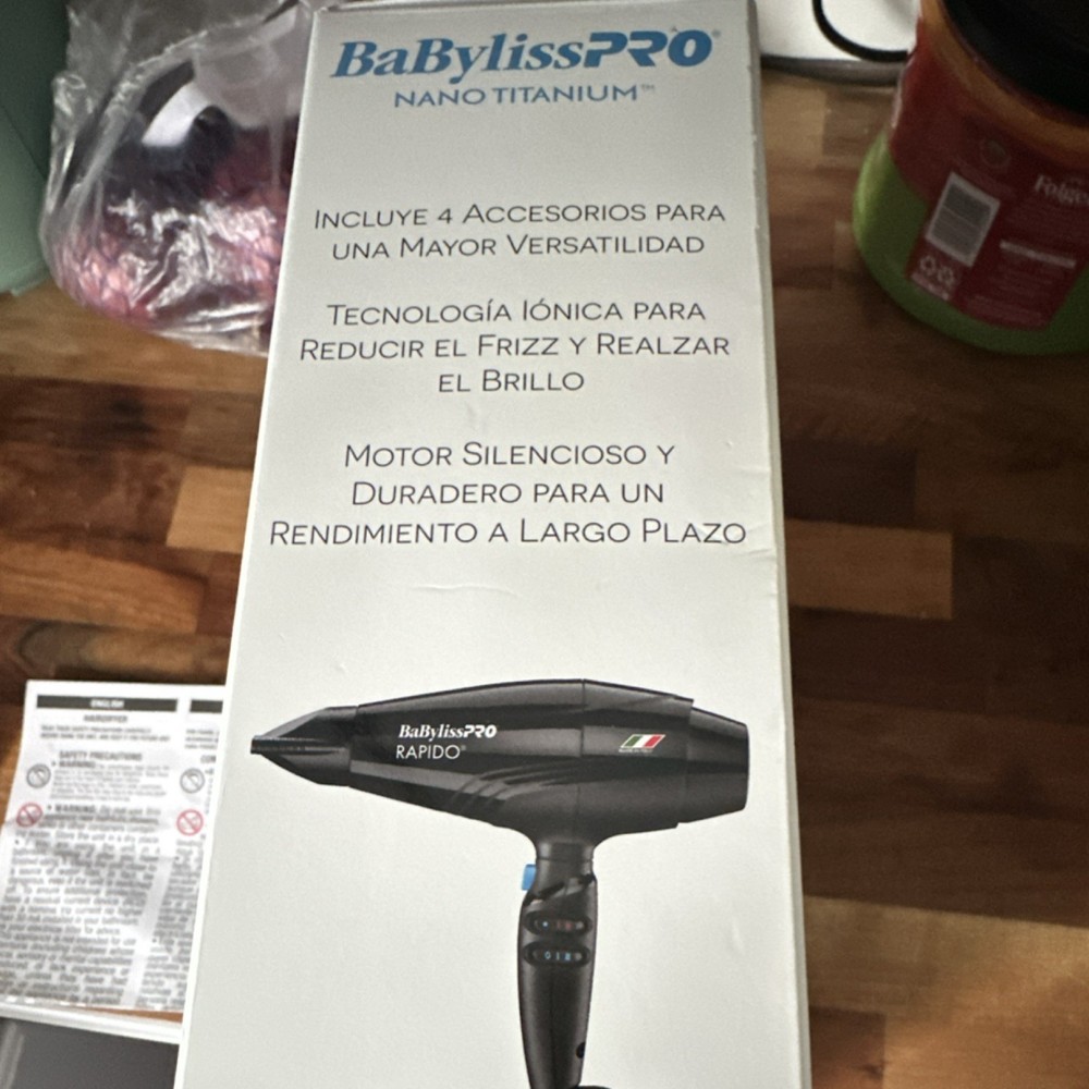 BaBylissPRO Nano Titanium Rapido Ionic Hair Dryer 2000W Diffuser JUST BOX !