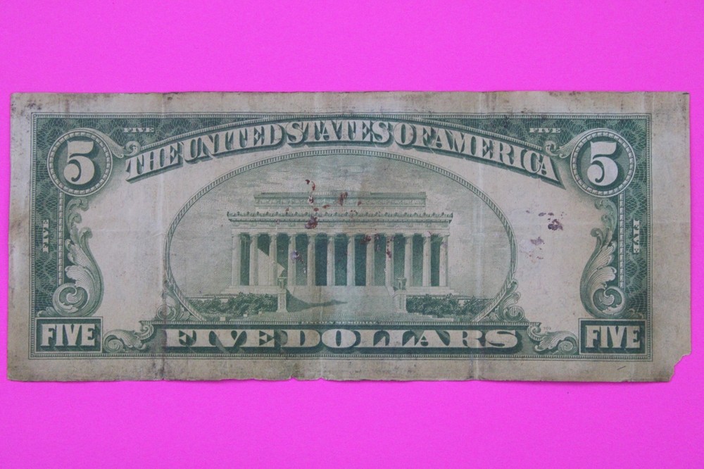 1934 $5 Five Dollars Silver Certificate Guaranteed Authentic Note Currency 25
