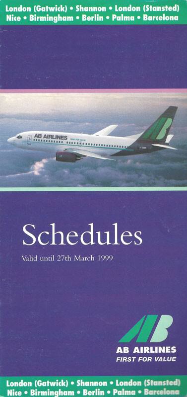 AB Airlines system timetable Through 3/27/99 [4081]