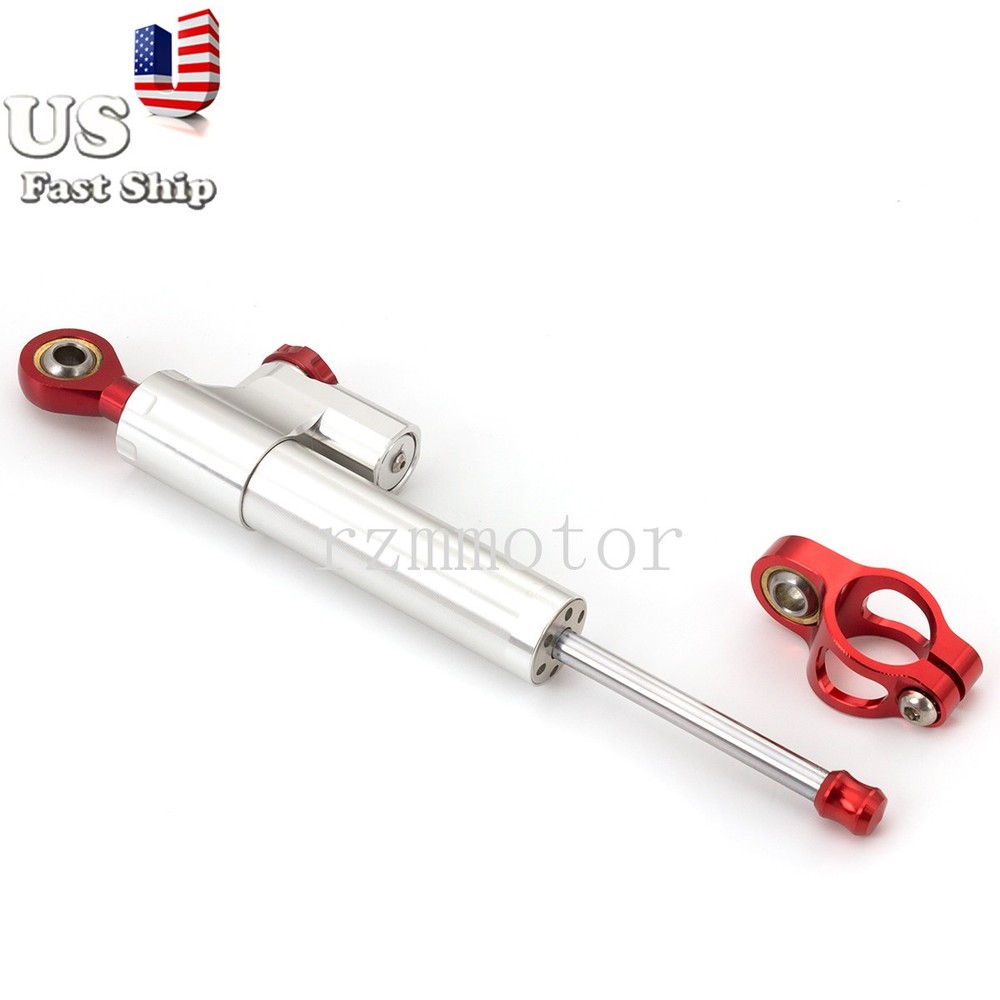CNC Steering Stabilizer Damper Linear Reversed For CB1300 CB1000R Silver&Red x1