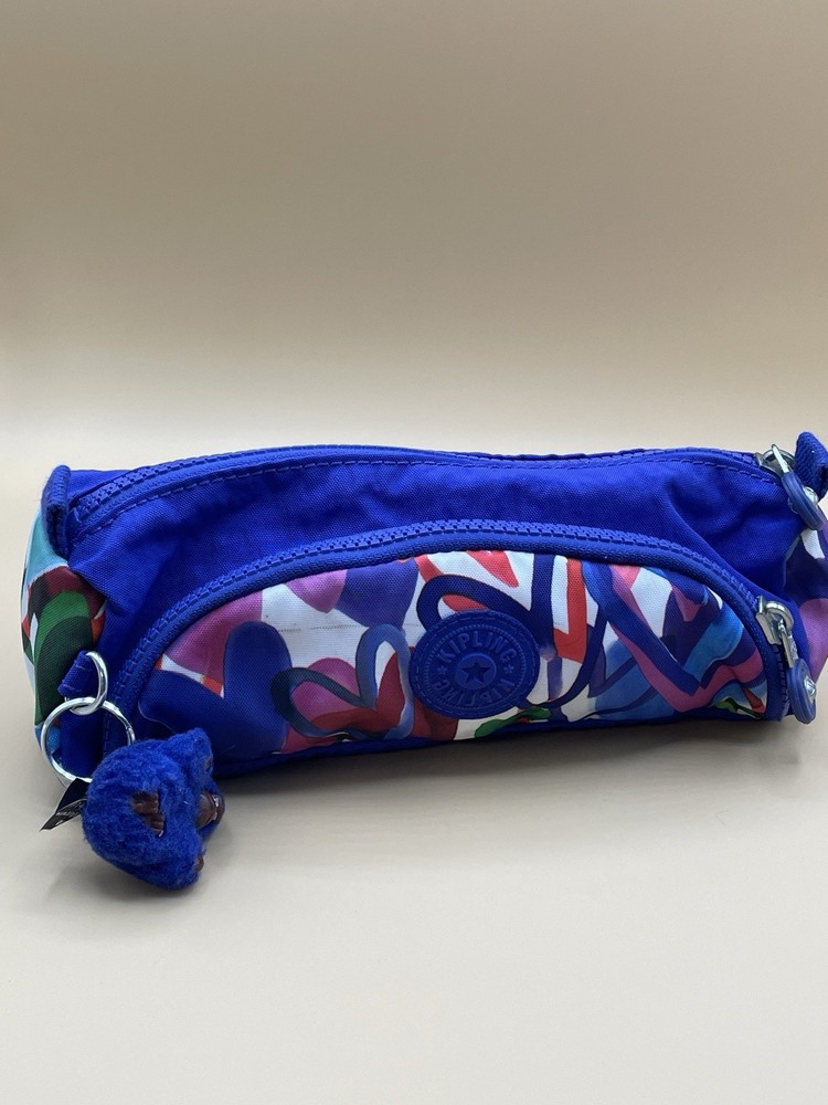 Kipling Pencil Case PURPLE with Monkey HEARTS Cool Craft Work