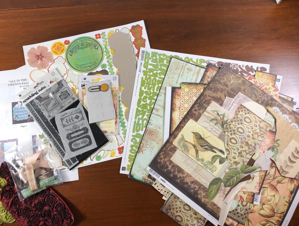 Basic Grey Curio Scrapbook 20 Layout Pages + Extras