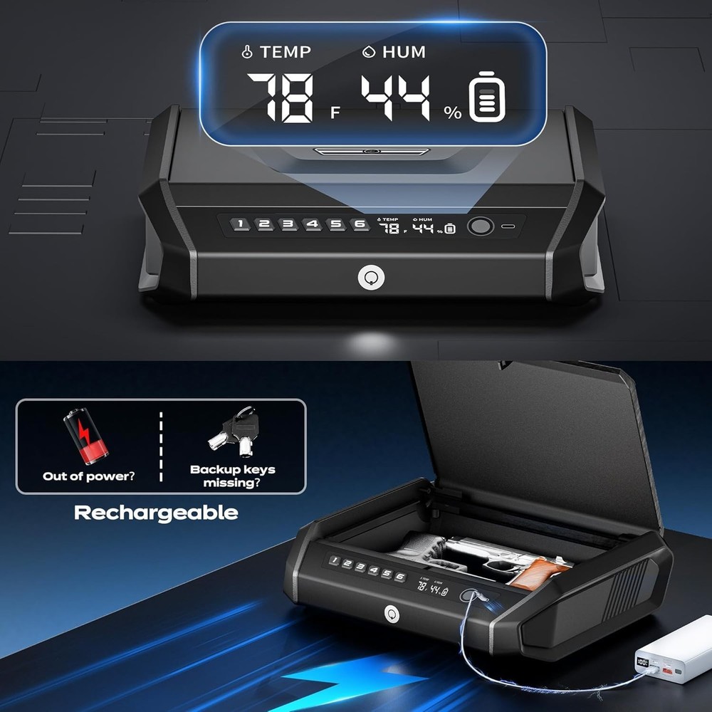 Quick Access Handgun Safe with Fingerprint & Keypad
