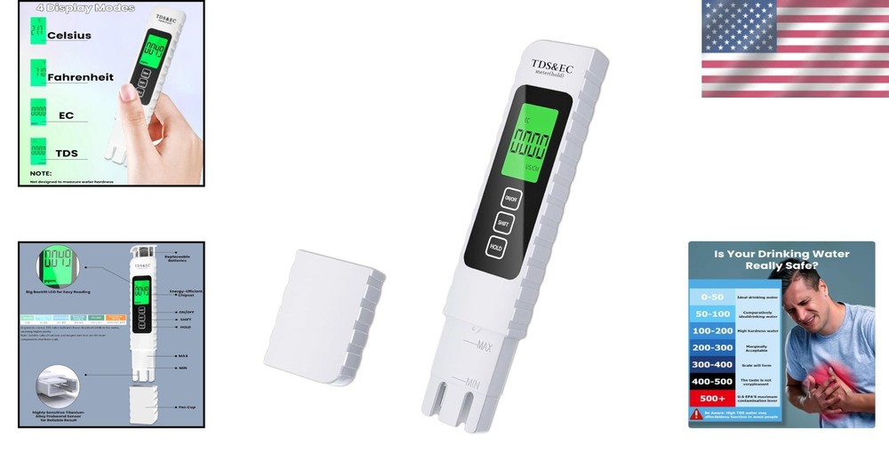 Lightweight Waterproof TDS Meter for Quick Water Quality Testing on-the-go