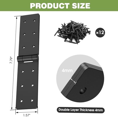 Heavy Duty Gate Hinges,70° Solid Double Layer Folding Butt Hinges with 2