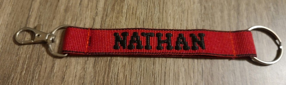 New Nathan Personalized Keychain Red and Black