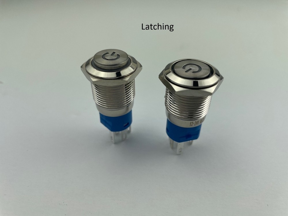 16mm 12V LED High Head Push Button Switch Latching/Momentary with Wire Socket