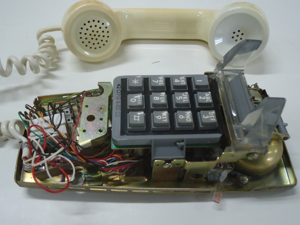 ITT 2554 Push Button Wall Phone Ivory, Untested