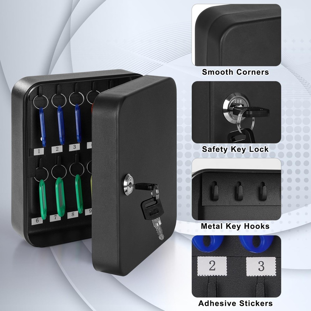 Key Cabinet Wall Mount Locking Box Organizer with Key tool