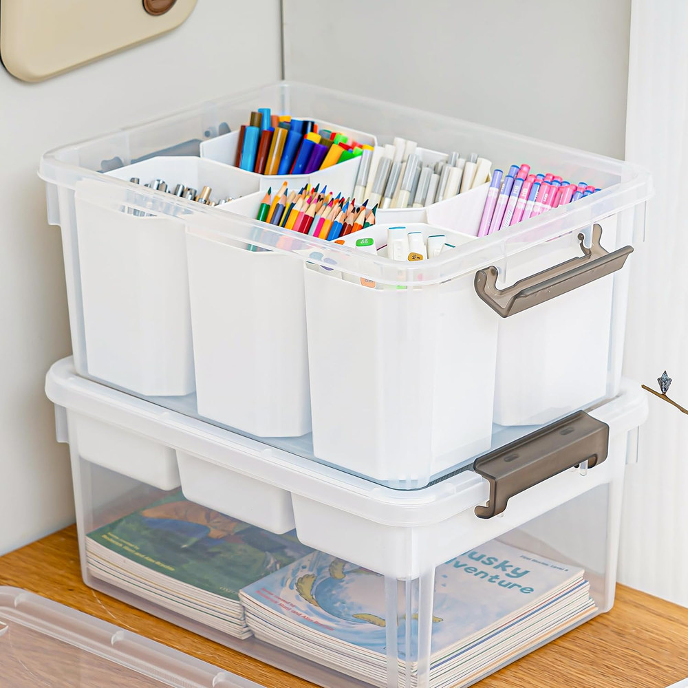Craft Organizers, 2 Pack-17 QT, Clear White