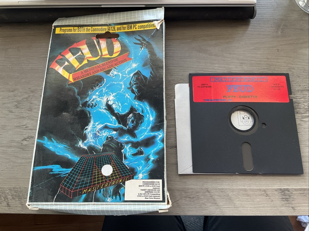 Vintage Commodore 64 128 IBM PC Mastertronic Feud Game Disk Box