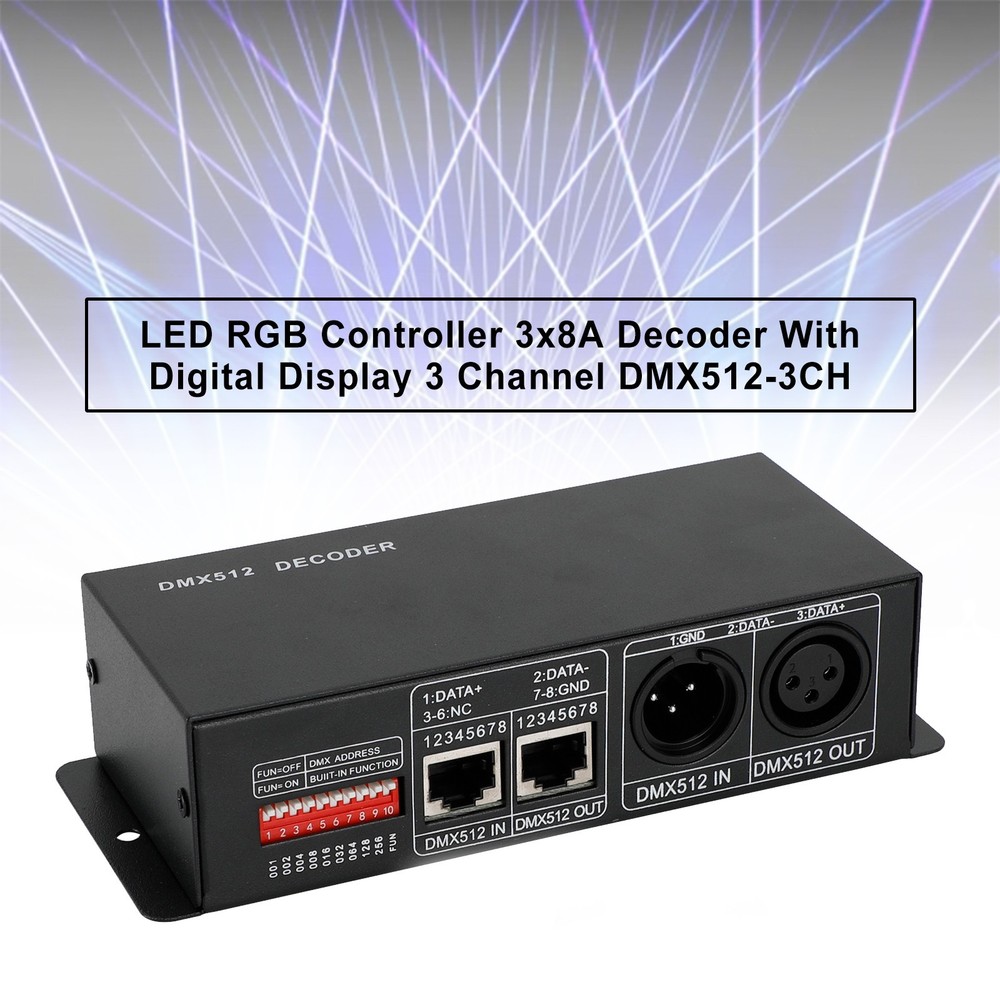 LED RGB Controller 3x8A Decoder With Digital Display 3 Channel DMX512-3CH #8