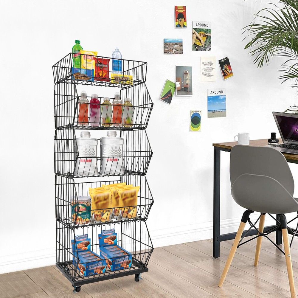5 Tier Wire Grid Retail Display Shelf Merchandise Display Rack Stand 48*45*140cm