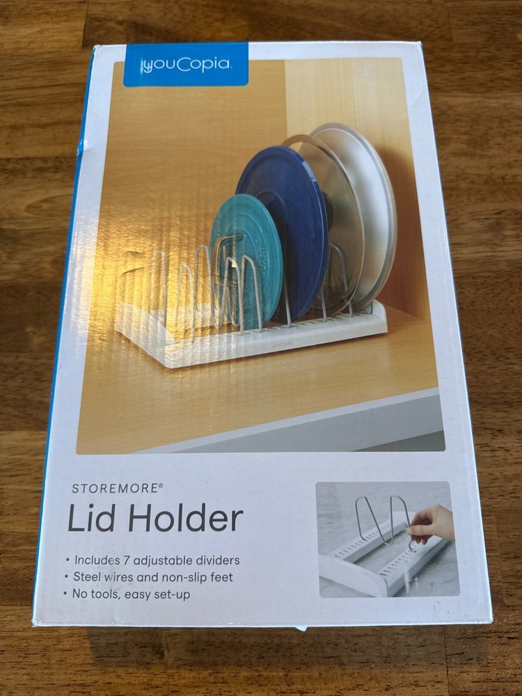 YouCopia StoreMore Adjustable Pot Lid Organizer, Standard, White