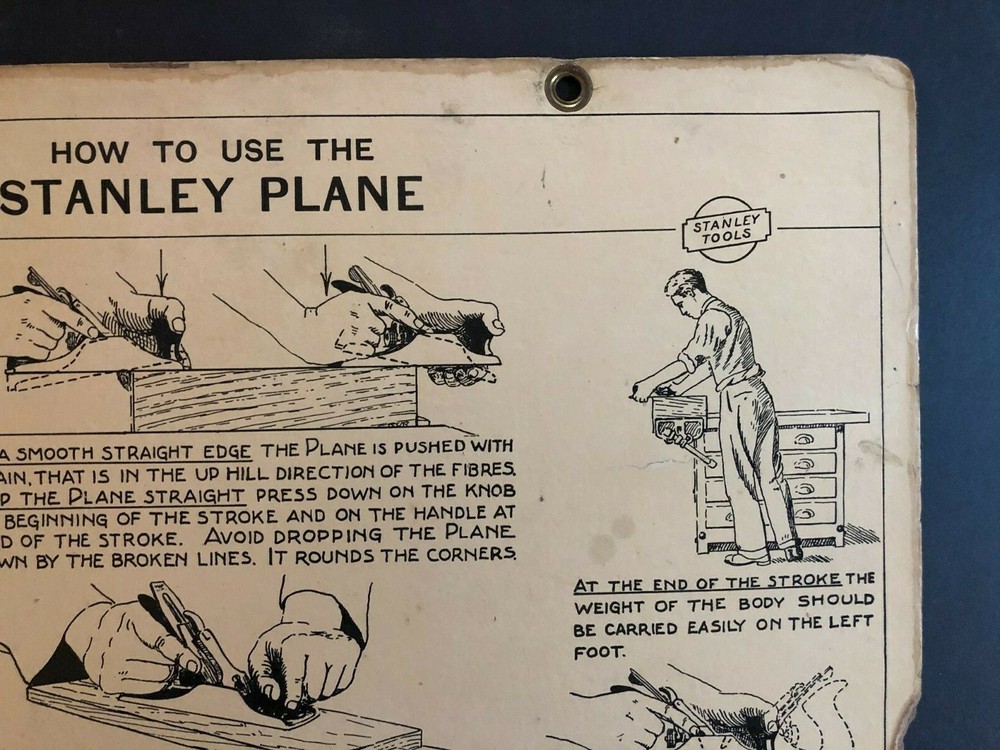 Vintage 1928 Stanley Tools Double Sided Pressboard Instructional Chart (13 / 14)