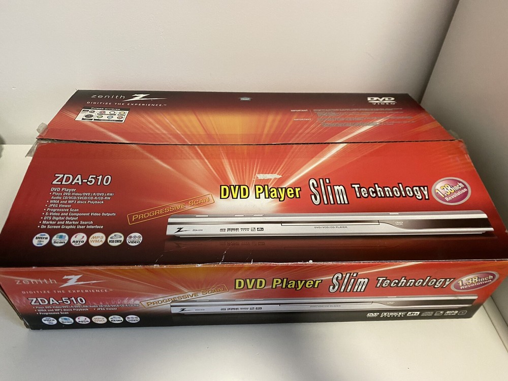 New Zenith DVD Slim Player In Box With Manual Remote!