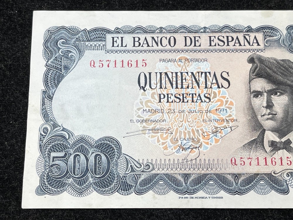1971 Spain 500 Pesetas Banknote Crispy Condition High Value
