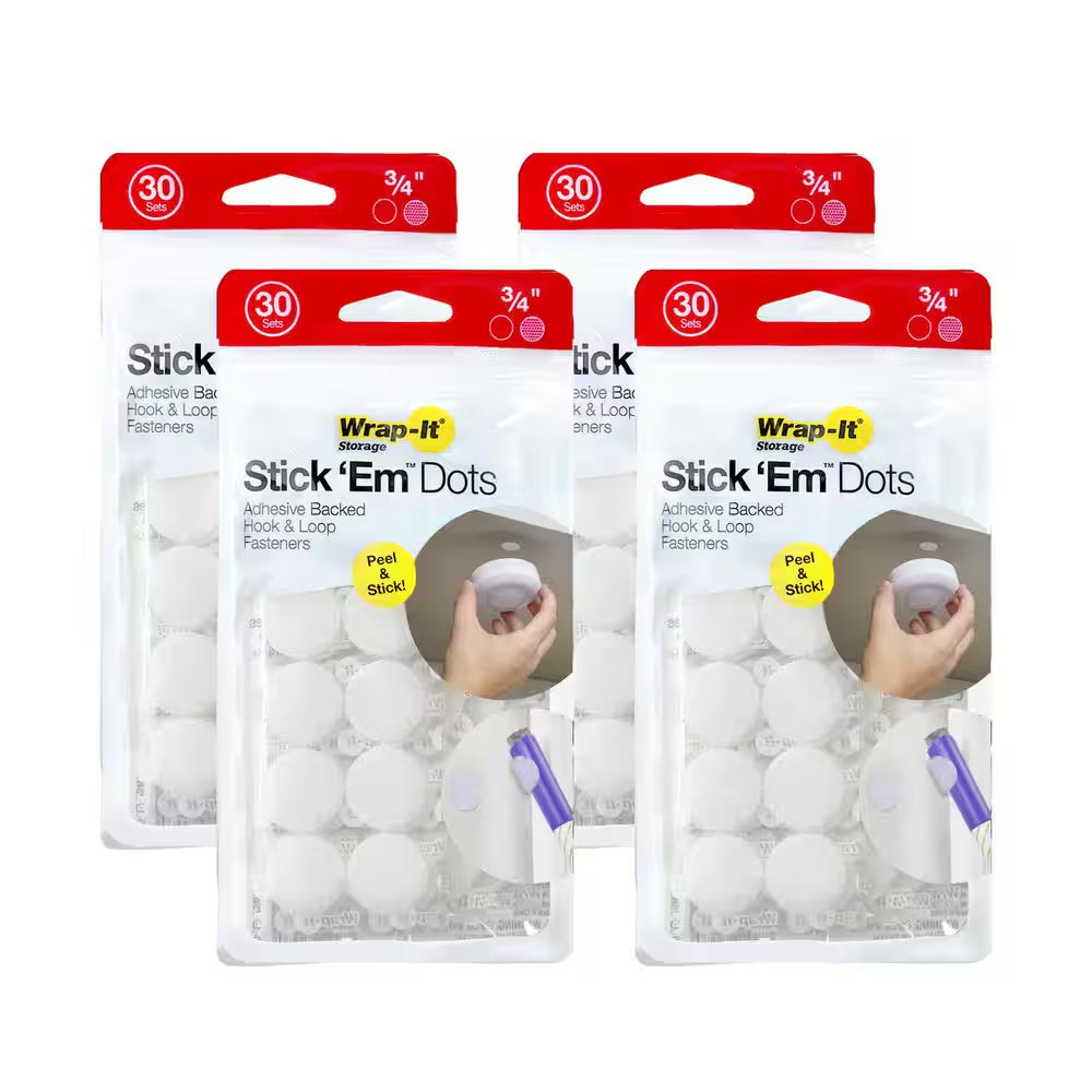 3/4 In. Stick 'Ems Adhesive Backed Hook and Loop Dots (120-Sets)