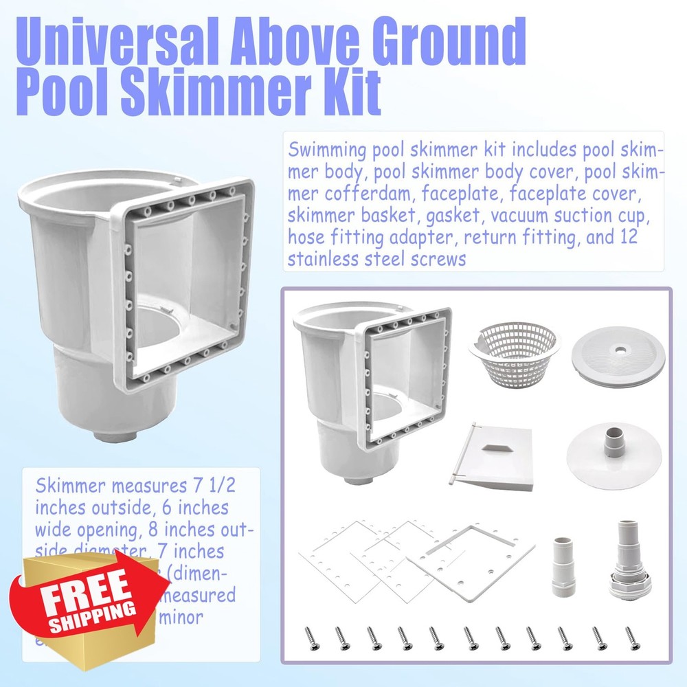 Pool Skimmer Thru-Wall 6" Opening Above Ground Pool Accessories