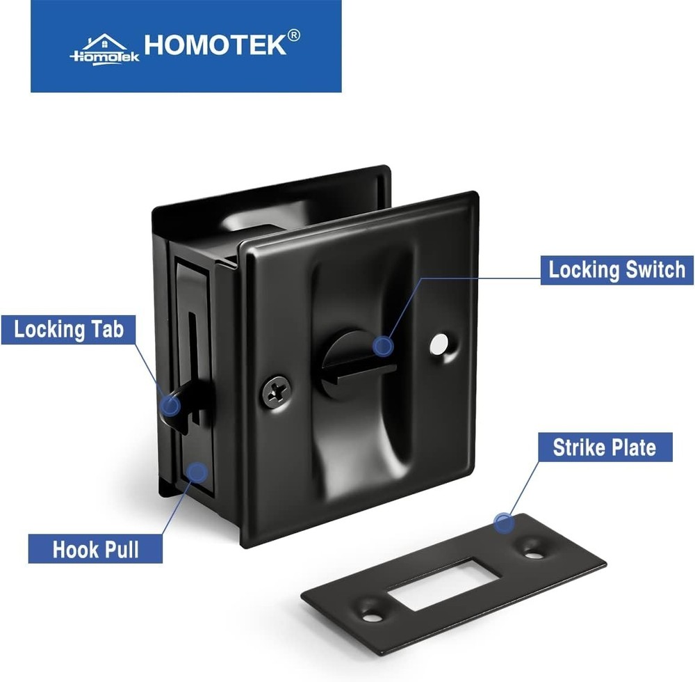 Versatile Keyed Lock for Sliding Doors - Stylish Security Solution in Black