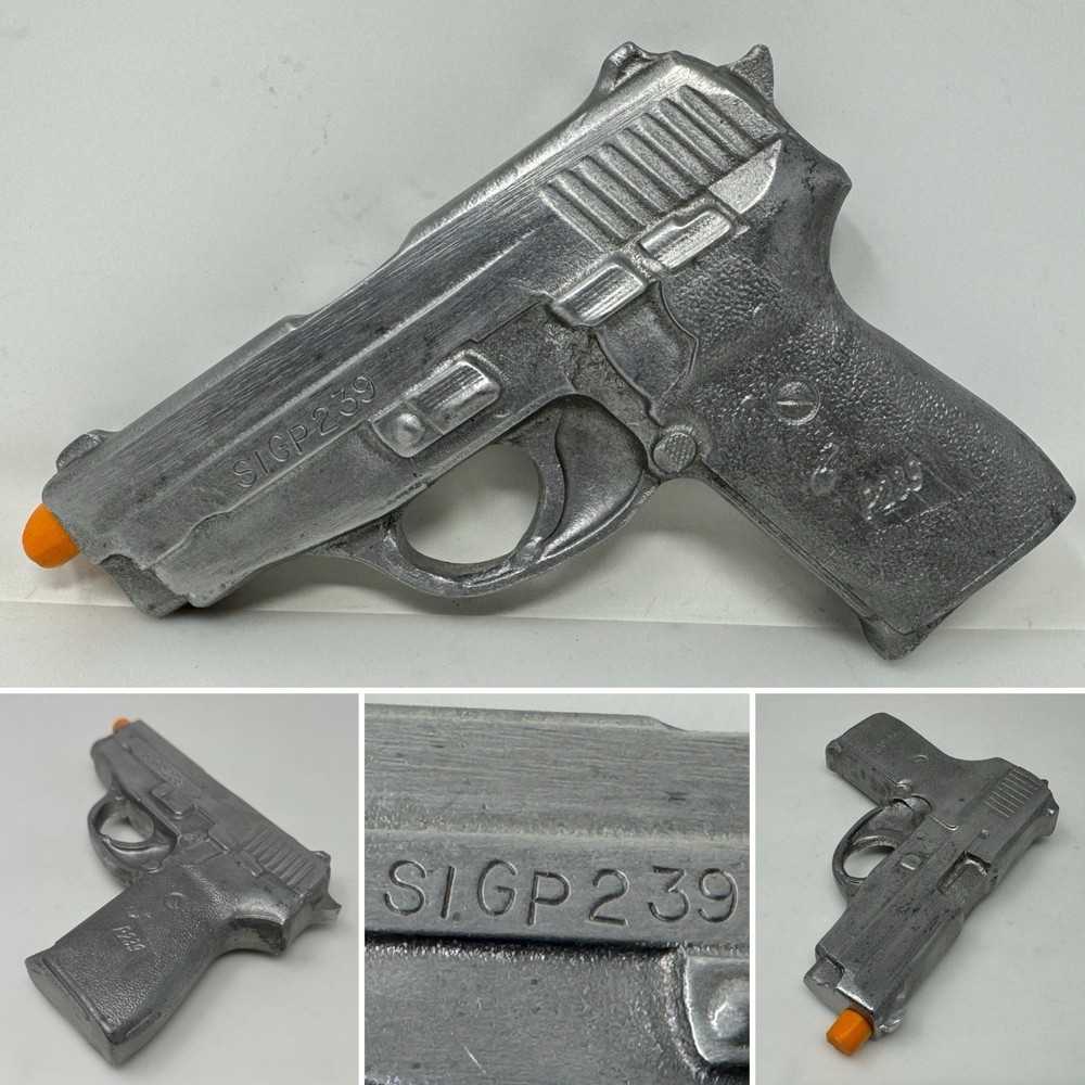 DUMMY GUN 9mm Style Solid Cast Metal Compact Pistol HOLSTER Mold Prop Training