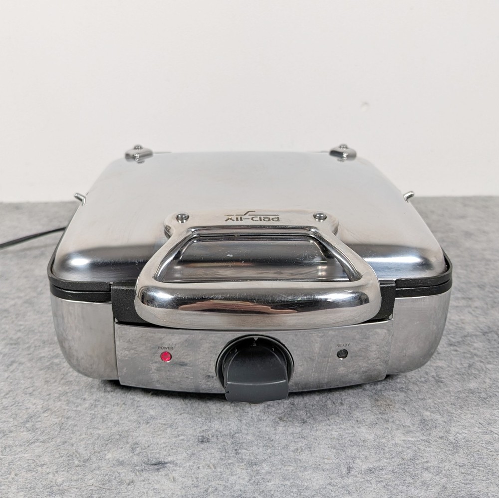 All Clad Waffle 4 Square Belgian Waffle Maker Model 6066 Stainless Steel