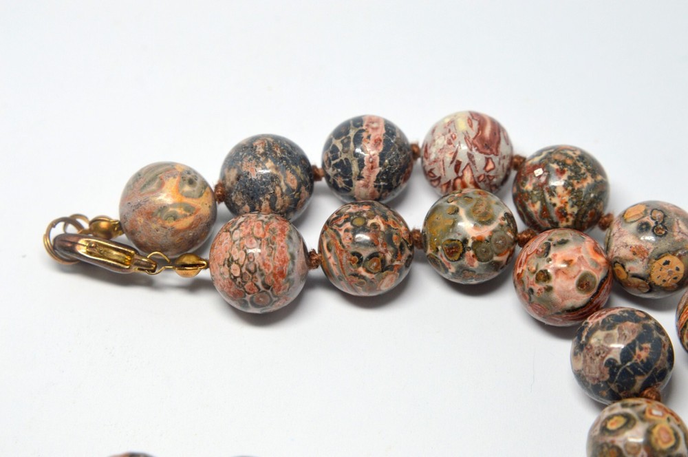 NATURAL POLISHED LEOPARD JASPER ROUND NECKLACE
