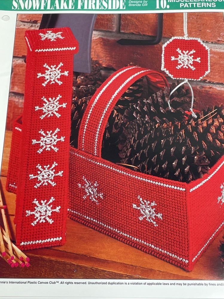 Snowflake Fireside Basket Match Holder Annie's Attic Plastic Canvas Pattern