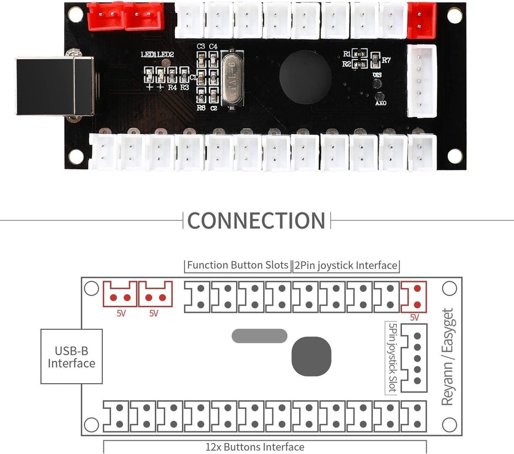 Zero Delay USB Encoder PC to Joystick 2pin + Happ Push Button For Arcade MAME