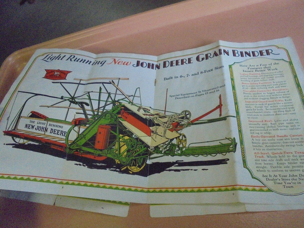 Vintage 1929 John Deere Grain Binder brochure