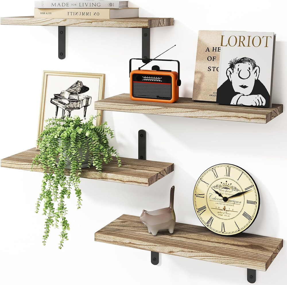 Wall Floating Shelves for Room Decor, 4 Sets Floating Shelves for Wall Storage,