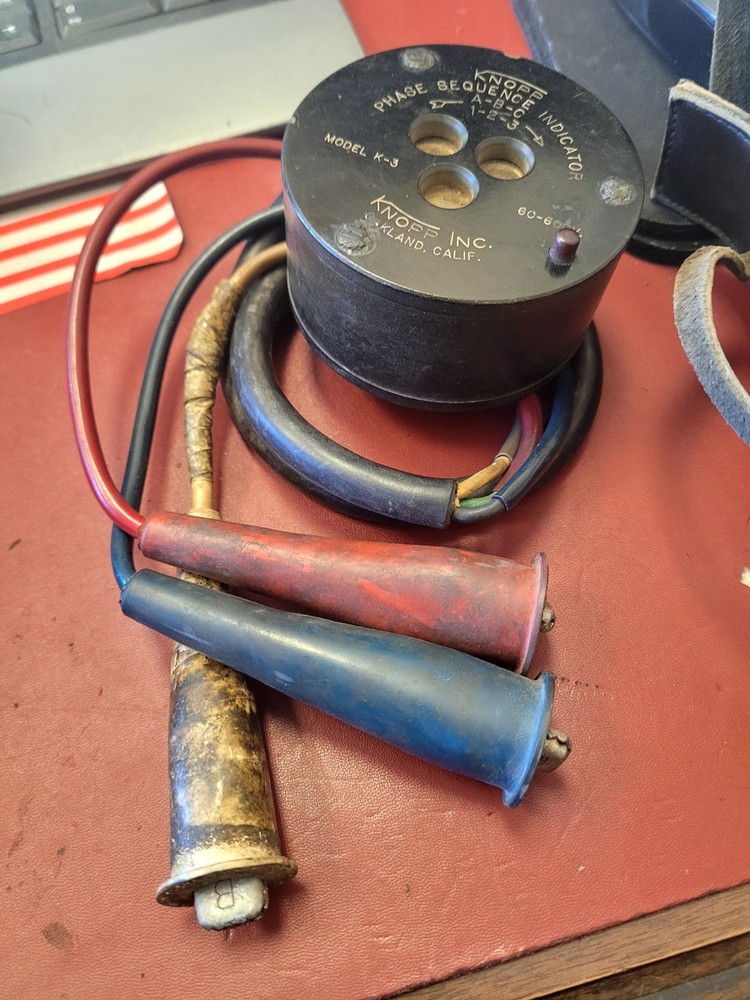 Vintage Knopp Phase Sequence indicator in Leather Carrying Case. (A1-4A)